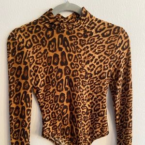 Cheetah print long sleeve bodysuit